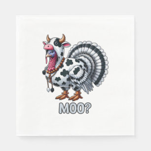Serviette En Papier Turquie En Costume De Vache, Moo Drôle Thanksgivin