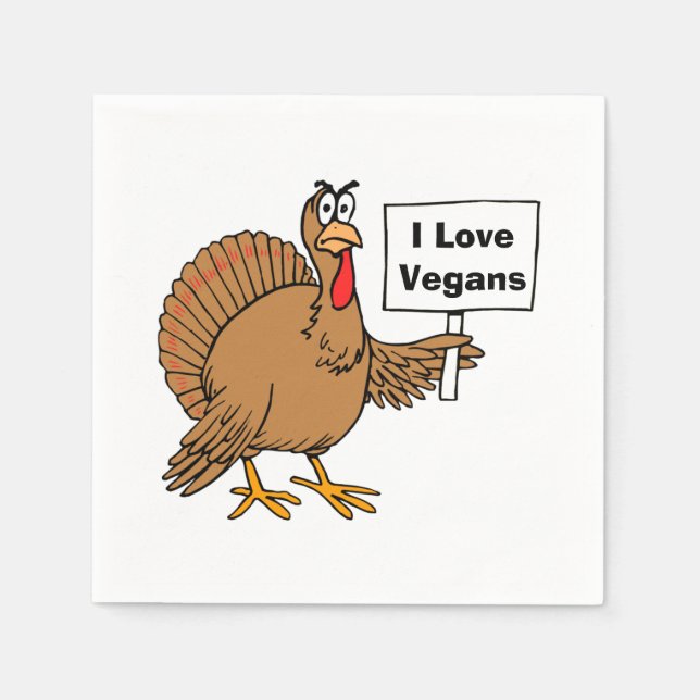 Serviette En Papier Turquie Humour Vegan Plaisanterie (Devant)