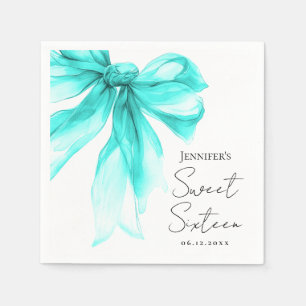 Serviette En Papier Turquoise Arc Coquette Script Sweet 16 Fête
