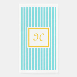 Serviette En Papier Turquoise avec bandes blanches