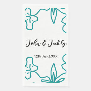 Serviette En Papier Turquoise bleu couple marié date flstylish