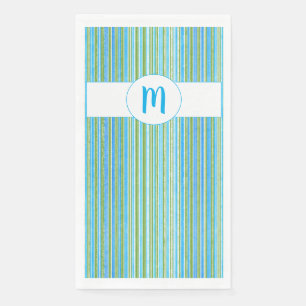 Serviette En Papier Turquoise, bleu, vert et blanc