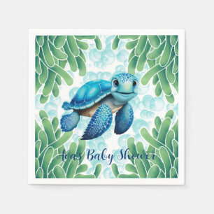 Serviette En Papier Turquoise Blue Sea Turtle Seawey Boy Baby shower