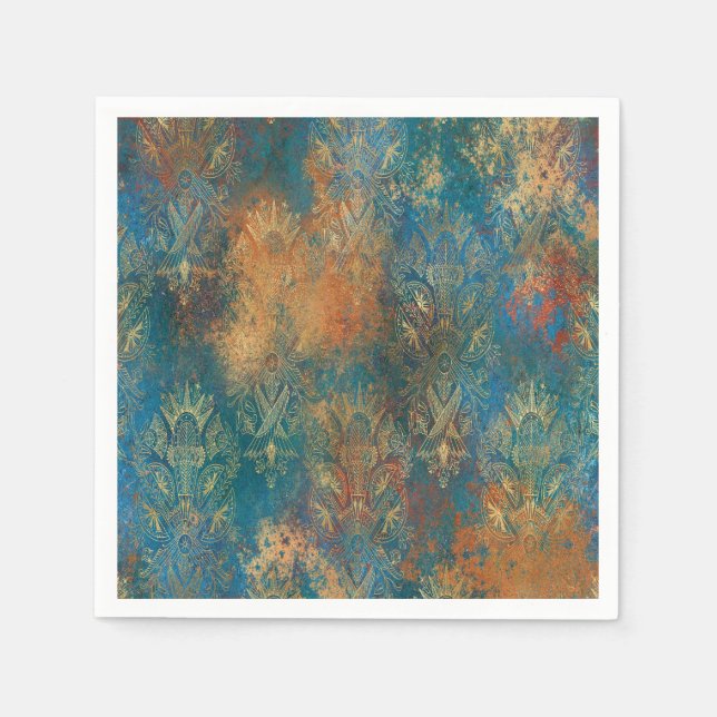 Serviette En Papier Turquoise Cooper Patina (Devant)