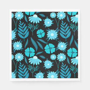 Serviette En Papier Turquoise en fleurs