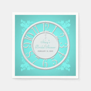Serviette En Papier Turquoise florale autour de l'horloge Douche Napki