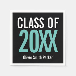 Serviette En Papier Turquoise Gras Moderne Graduation TOUTE ANNÉE