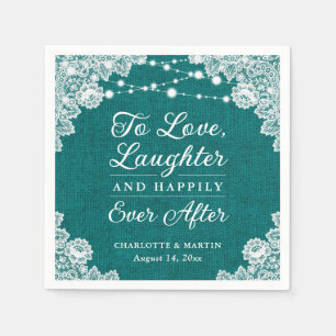 Serviette En Papier Turquoise Joyeux Jour Après Mariage Napkins