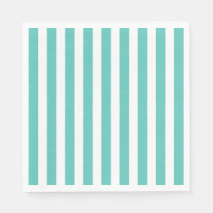 Serviette En Papier Turquoise marine et blanc rayé