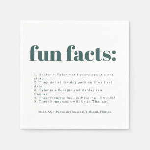 Serviette En Papier Turquoise minimal moderne Fun Facts Mariage