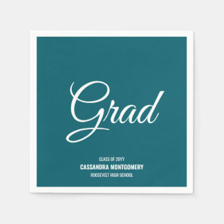 Serviette En Papier Turquoise minimaliste Moderne Graduation Party