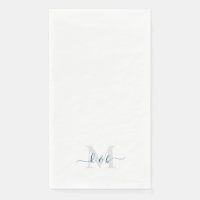 Turquoise Monogramme Écriture Calligraphique Blanc