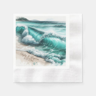 Serviette En Papier Turquoise Ocean Waves Mariage personnalisé
