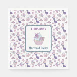 Serviette En Papier Turquoise Purple Sirène Anniversaire Fête Mer thèm