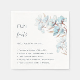 Serviette En Papier Turquoise Rose Gold Fleurs Faits Amusants Mariage 