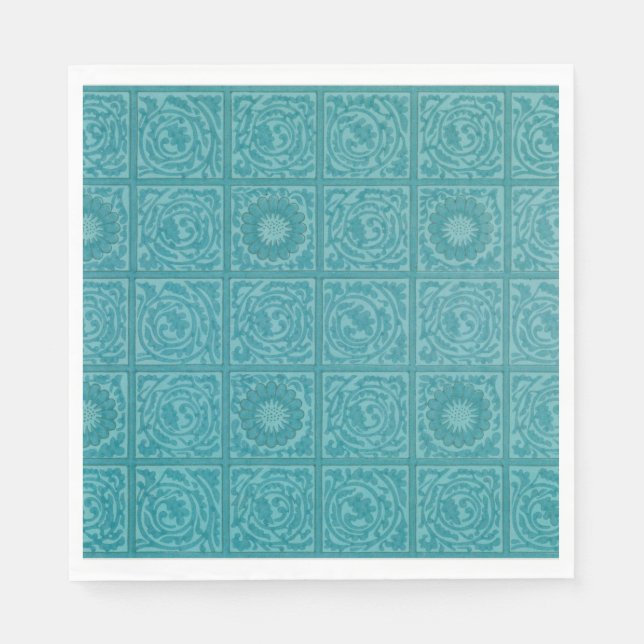 Serviette En Papier Turquoise Tile Motif (par William Morris) (Devant)