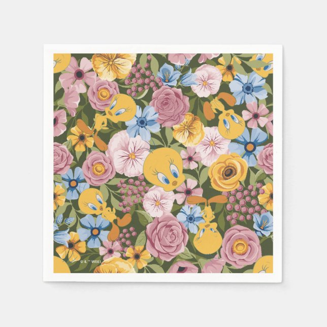 Serviette En Papier TWEETY™ Floral Embroidery Pattern (Devant)