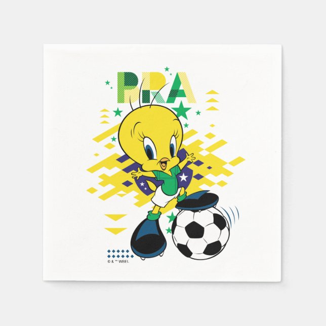 Serviette En Papier TWEETY™ Team Brazil Soccer Graphic (Devant)