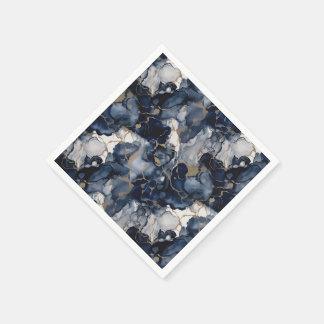 Serviette En Papier Twilight Navy bleu et gris avec l'or antique