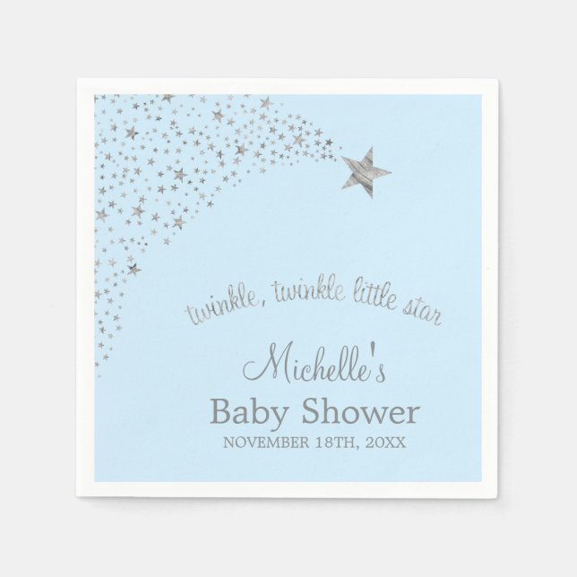 Serviette En Papier Twinkle Little Shooting Star Blue Silver (Devant)