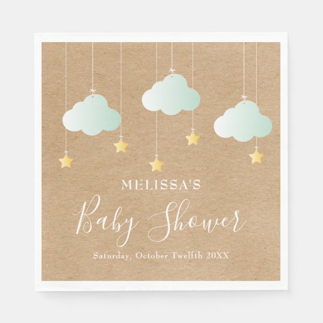 Serviette En Papier Twinkle Twinkle Little Star Baby shower rustique (Devant)