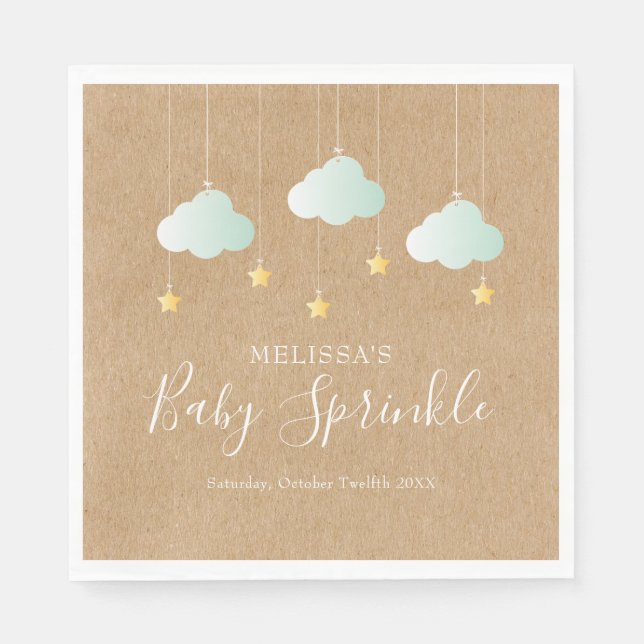 Serviette En Papier Twinkle Twinkle Little Star Baby Sprinkle rustique (Devant)