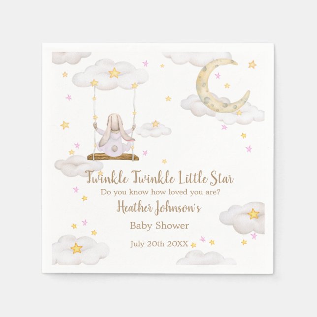 Serviette En Papier Twinkle Twinkle Little Star Bunny Baby shower (Devant)