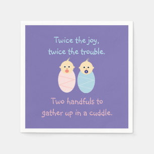 Serviette En Papier Twins = Deux fois le Joy Cute Poem