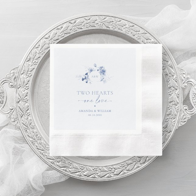 Serviette En Papier Two Hearts · One Love Dusty Blue Wedding  (Créateur téléchargé)