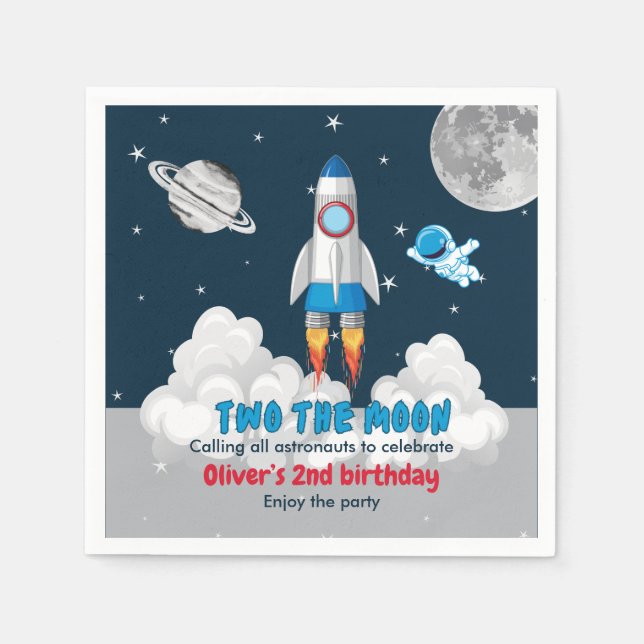 Serviette En Papier Two The Moon Boy Space Rocket 2nd Birthday  (Devant)