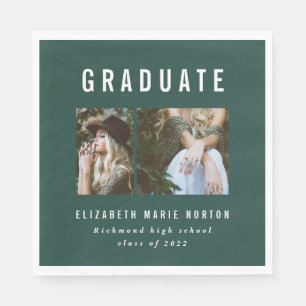 Serviette En Papier Type graduation multi photo vert et blanc