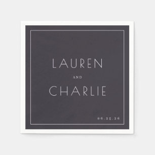 Serviette En Papier Typographie au Charbon de Bois Sophistiquée