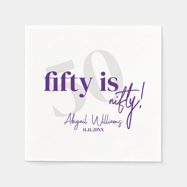 Serviette En Papier Typographie audacieuse avec Calligraphie 50ème ann (Devant)