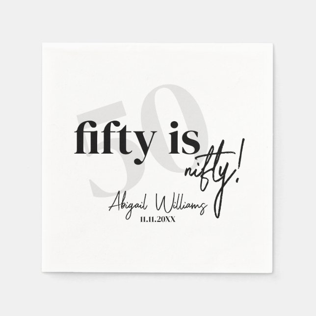 Serviette En Papier Typographie audacieuse avec Calligraphie 50ème ann (Devant)