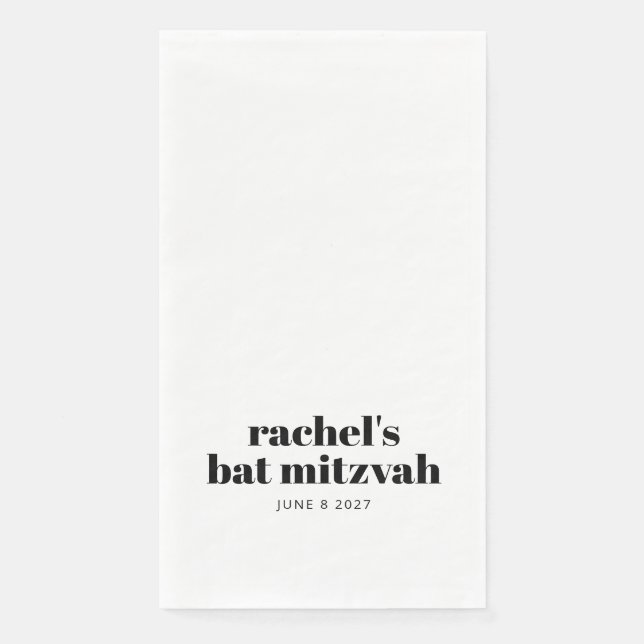 Serviette En Papier Typographie audacieuse Moderne Personnalisé Blanc (Devant)