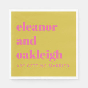 Serviette En Papier Typographie audacieuse rose vif Jaune Mariage mode