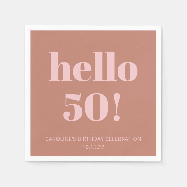 Serviette En Papier Typographie audacieuse Terracotta Blush Anniversai (Devant)
