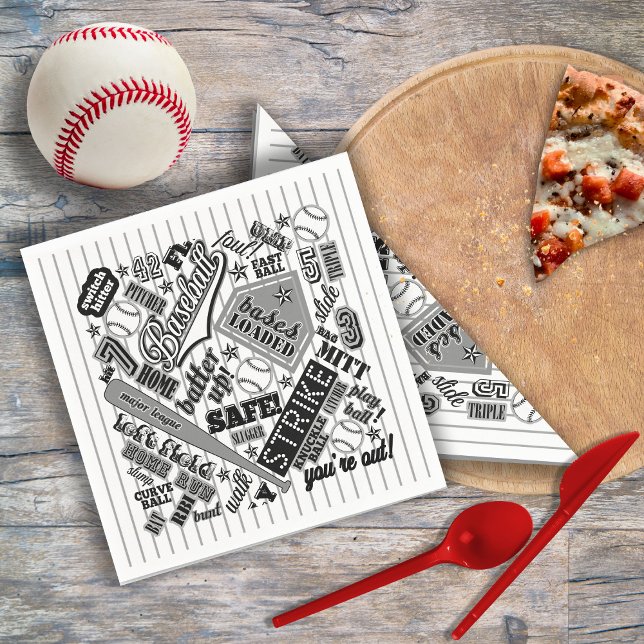 Serviette En Papier Typographie de baseball Black White Stripes ID770 (Créateur téléchargé)