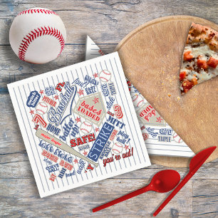 Serviette En Papier Typographie de baseball Rouge Blanc Bleu Bleu Trap