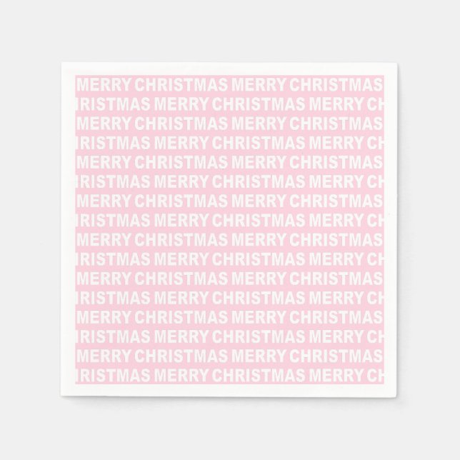 Serviette En Papier Typographie de Noël rose pâle (Devant)