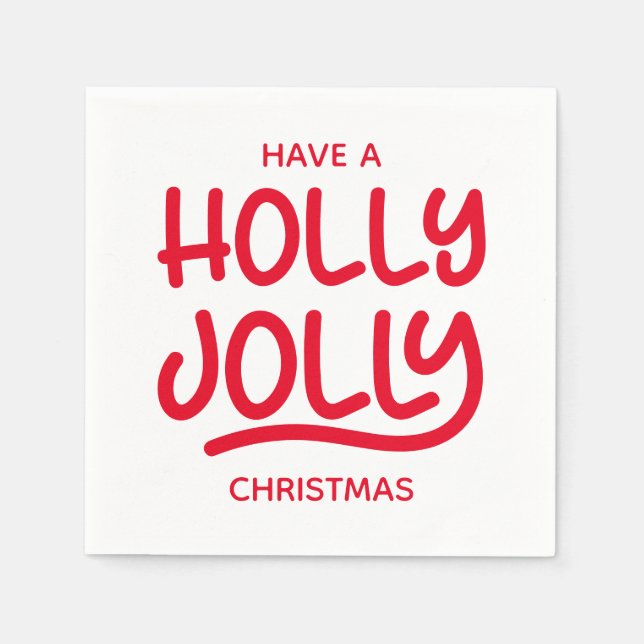 Serviette En Papier Typographie de Red Holly Jolly (Devant)