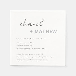 Serviette En Papier Typographie de script noir et blanc minimes Fun Fa