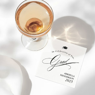 Serviette En Papier Typographie Élégante Graduation Personnalisable