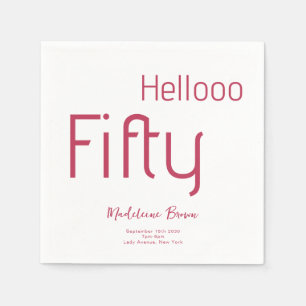 Serviette En Papier Typographie élégante Magenta 50e anniversaire