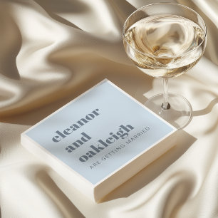 Serviette En Papier Typographie Gras Mariage Moderne Bleu Simple