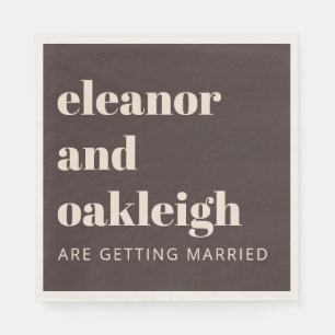 Serviette En Papier Typographie Gras Mariage Moderne Marron Crème