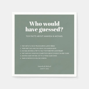 Serviette En Papier Typographie moderne Sage Vert Mariage Fun Faits