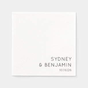 Serviette En Papier Typographie Moderne Simple Mariage Minimal Personn