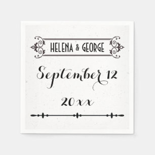 Serviette En Papier Typographie moderne, vintage cadre mariage
