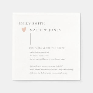 Serviette En Papier Typographie noir blanc minimaliste Pink Heart Fun